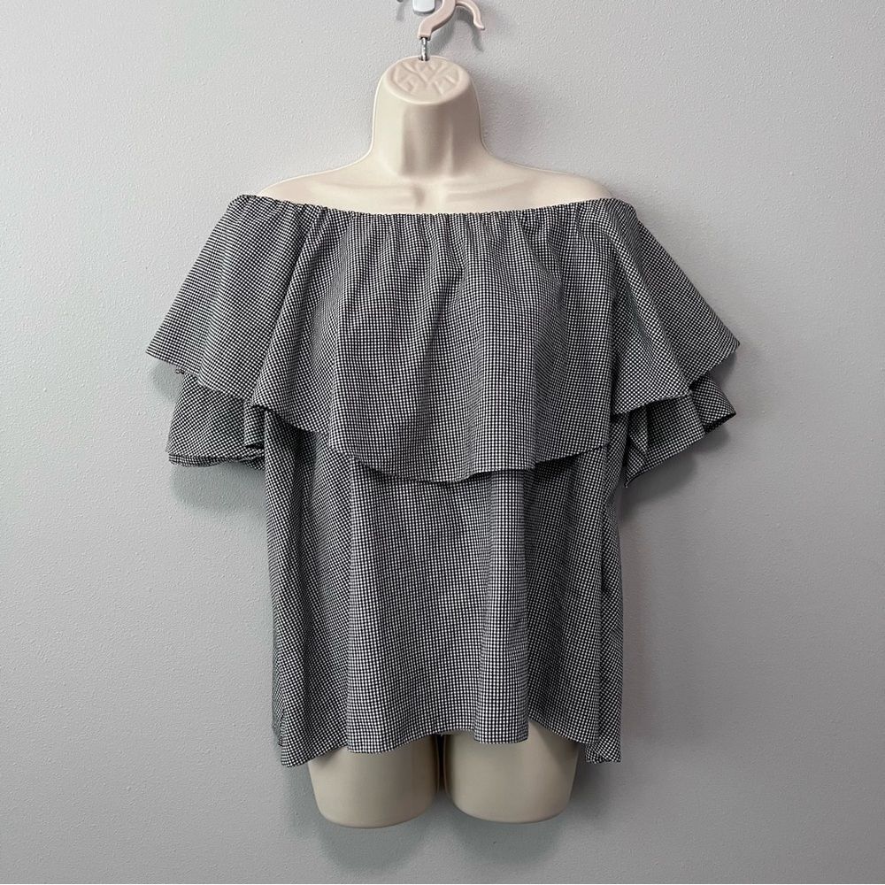 MLM Label Off-Shoulder Black and White Gingham Top Size M